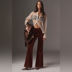 Anthropologie Pilcro Chestnut Pull-On Mid-Rise Retro Flare Velvet Jeans 🍬